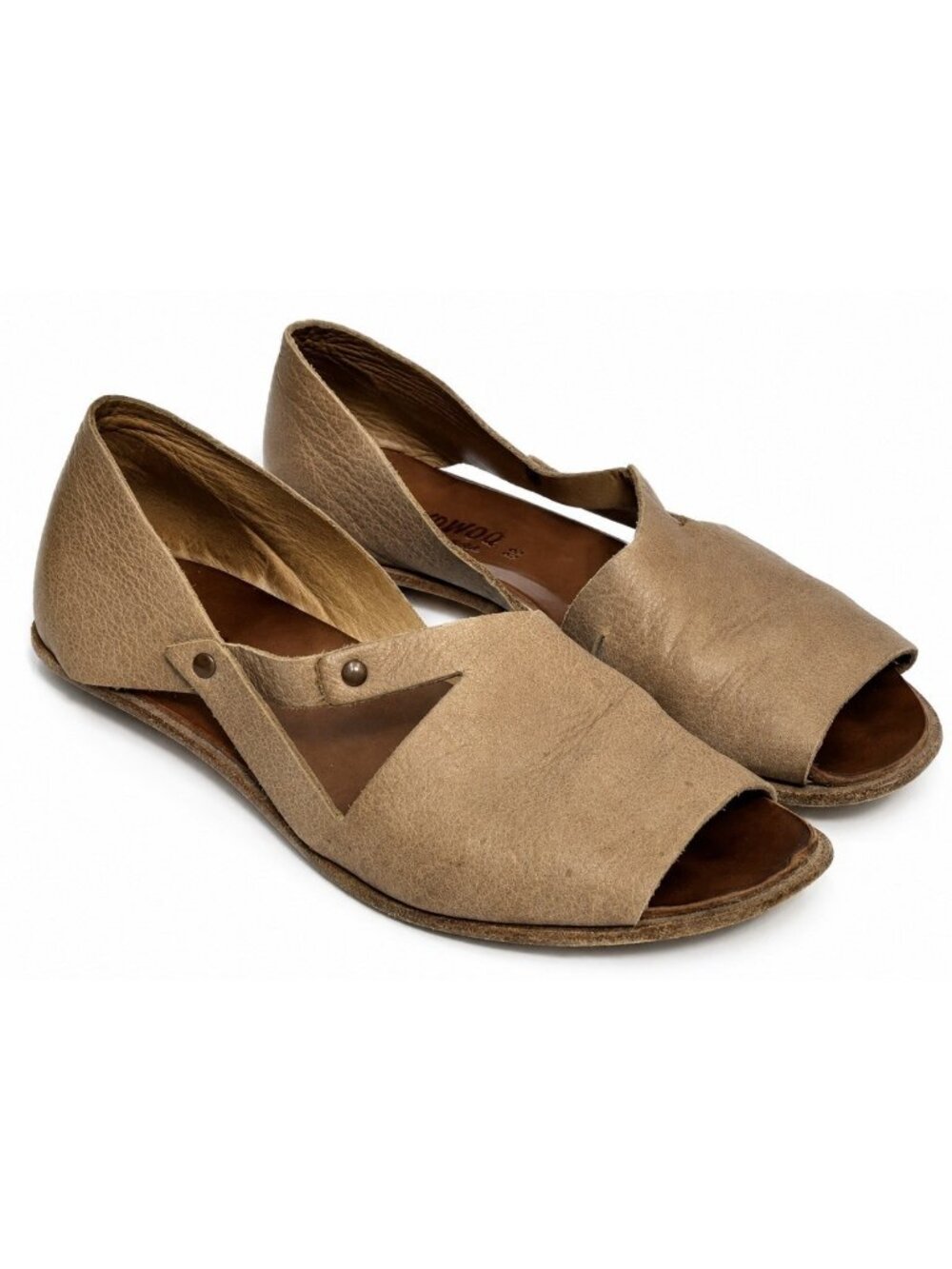 Cydwoq Sandals Size 38/ US 8 Brown Leather Open Toe Ballet Flat Hand Made In USA